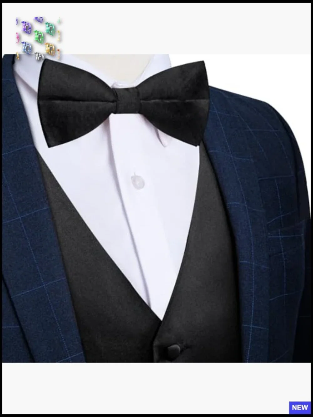 Satin Vest Bowtie Lapel Pin Set Classic Elegant Formal Wedding Party Wear